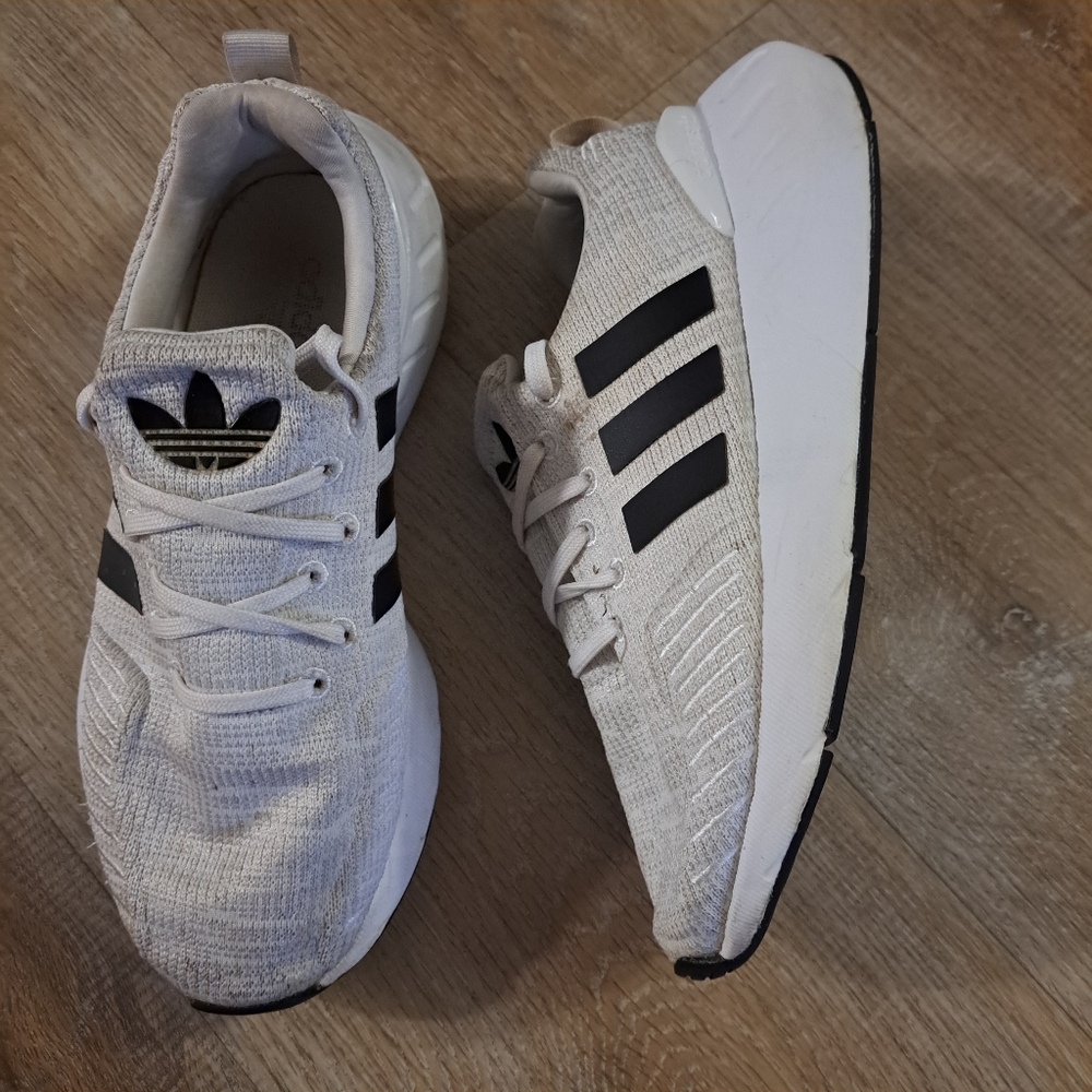 Adidas Kids' White Athletic Sneakers with Black Stripes